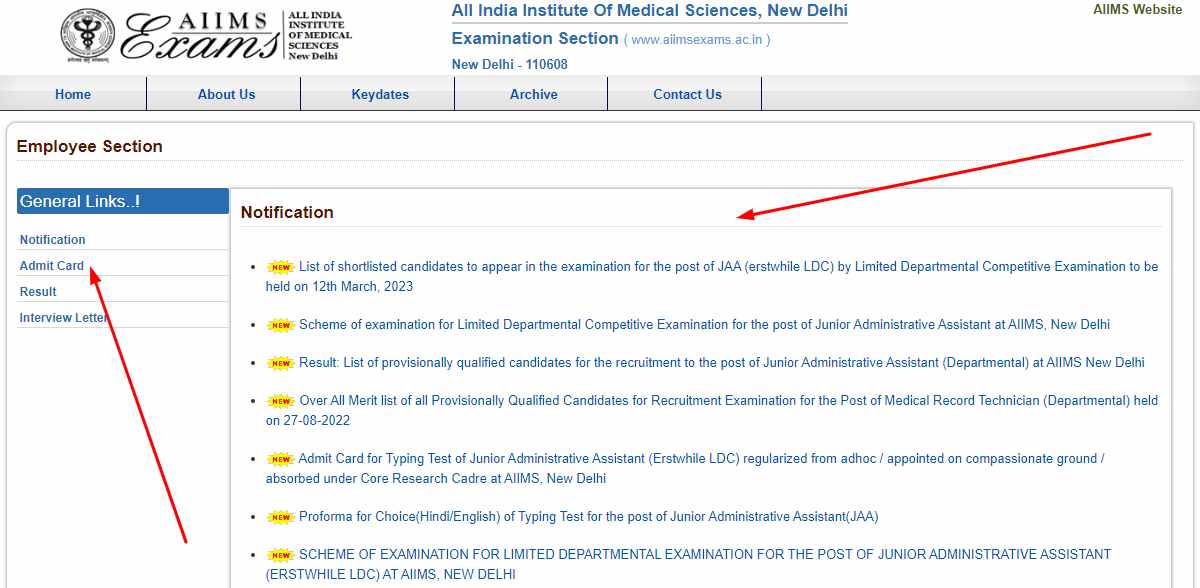 AIIMS NORCET Admit Card 2023 Download Now